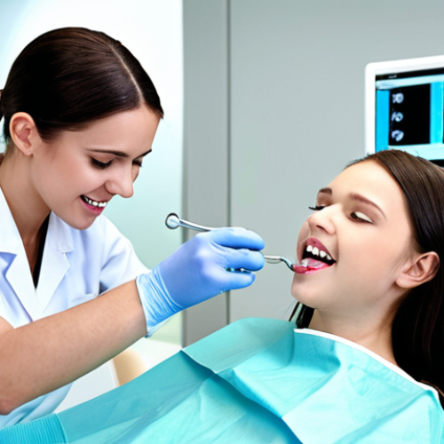 Home 4 A young aspiring dentist practicing on a dental mannequin in a modern training facility. The scene includes various dental tools and equipment, highlighting the hands-on learning experience. The atmosphere is bright and encouraging.