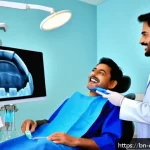 Home 18 치과의사 전문과목 연구 방향 - A high-tech dental clinic scene featuring a Bengali dentist using advanced digital imaging equipment...