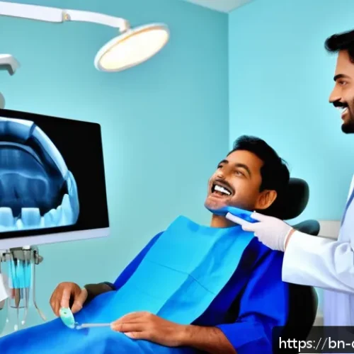 Home 30 치과의사 전문과목 연구 방향 - A high-tech dental clinic scene featuring a Bengali dentist using advanced digital imaging equipment...
